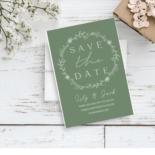 Numeração De Mesa Na moda simples e mínimo Elegante moderno verde (Criador carregado)