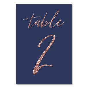 Numeração De Mesa Não, 2 - Glam Glitter Rosa Dourado e Azul Casament