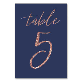 Numeração De Mesa Não, 5 - Glam Glitter Rosa Dourado e Azul Casament