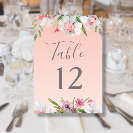 Numeração De Mesa Narciso Branco no Número da Mesa Rosa Apricot
