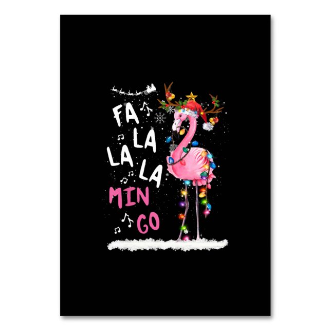 Numeração De Mesa Natal - Fa-La-La-Mingo Flamingo Com Natal (Frente)