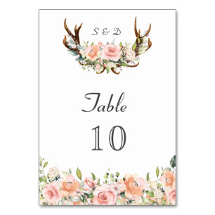 Numeração De Mesa Naufrágio Floral de Blush Cream Casamento