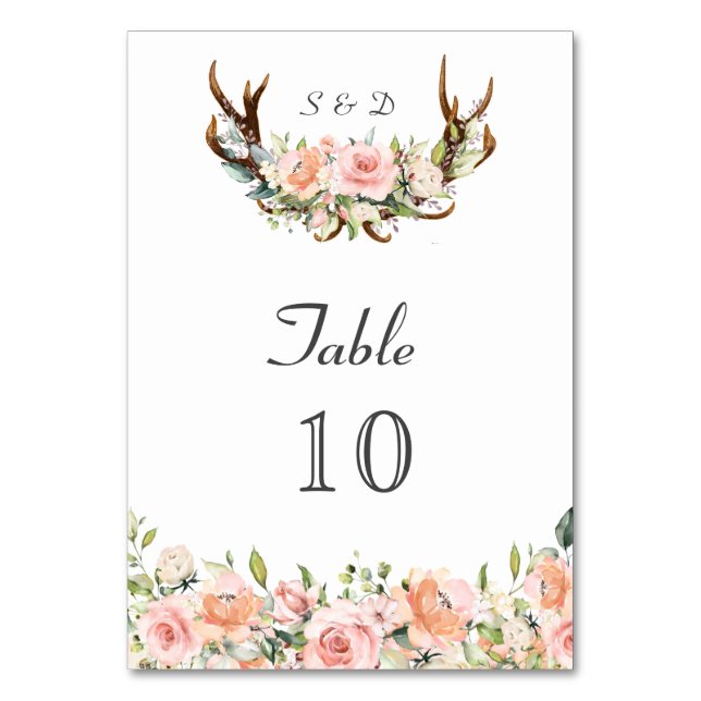 Numeração De Mesa Naufrágio Floral de Blush Cream Casamento (Frente)