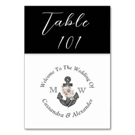 Numeração De Mesa Náutica Floral Náutica Casamento Preto e Branco
