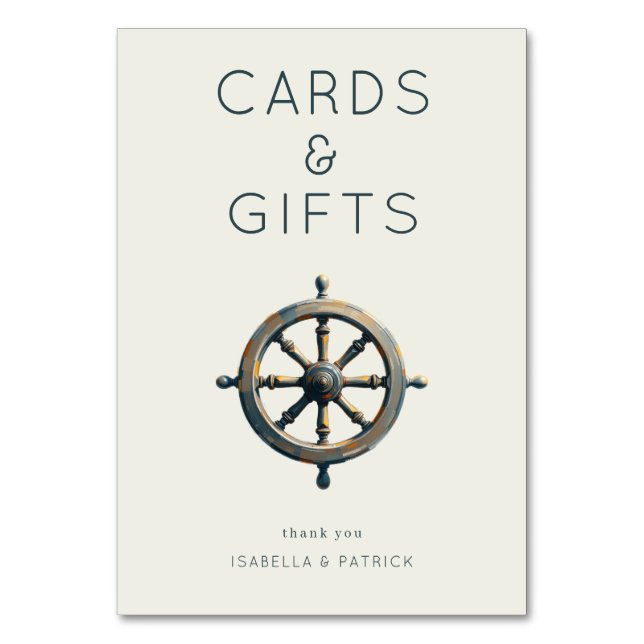 Numeração De Mesa Nautical Silver Realistic Ship's Wheel (Frente)