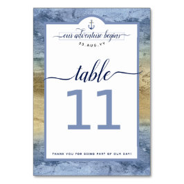 Numeração De Mesa #Náutico Azul Aço Marinho & Evento Dourado #Casame