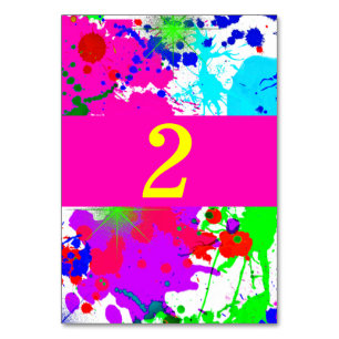 Numeração De Mesa Neon Glow, Paint Splatter, Personalizado