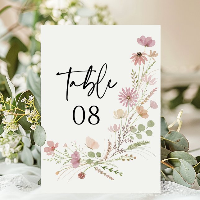 Numeração De Mesa Neutral Boho Wildflower Floral Wedding (Criador carregado)