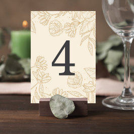 Numeração De Mesa Neutral Floral Wedding Table Number Card