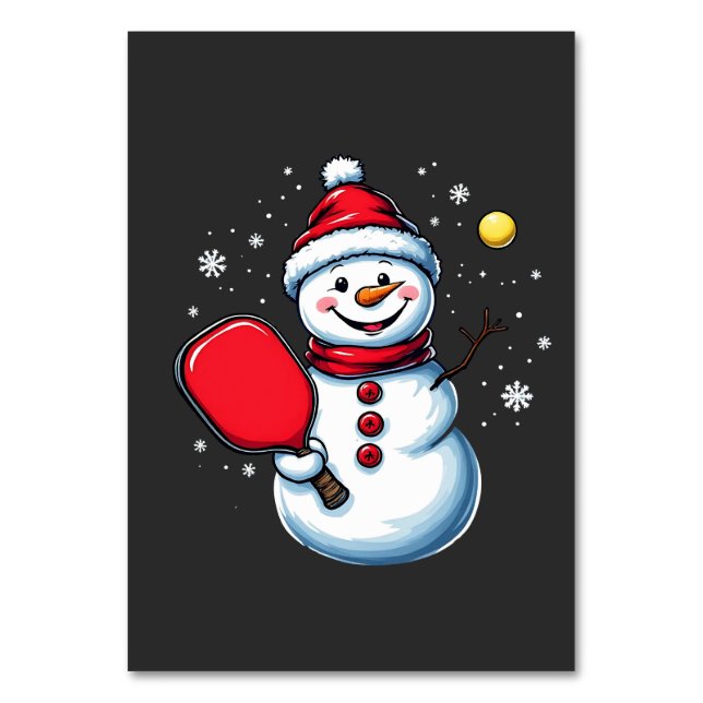 Numeração De Mesa Neve Jogando Pickleball no Natal (Frente)