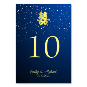 Numeração De Mesa Noite estrelada de casamento chinês azul dupla fel