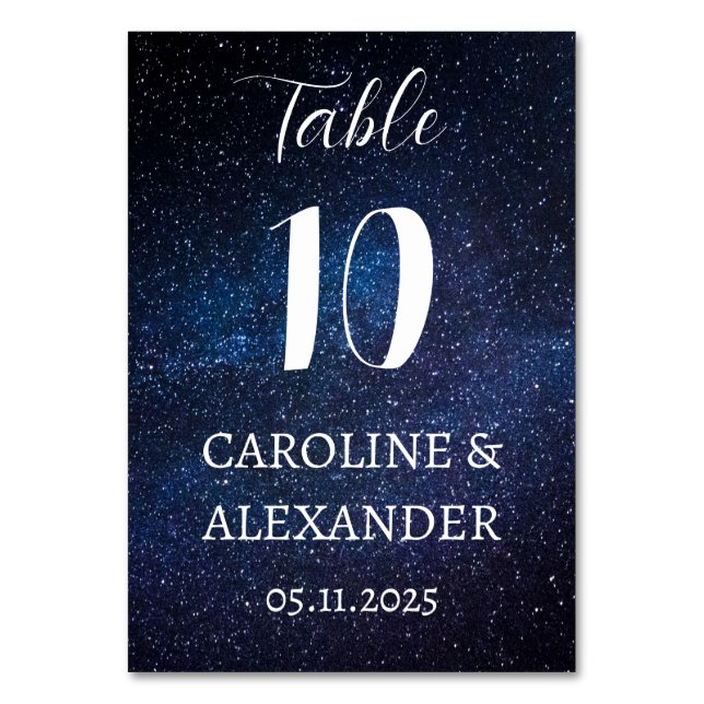 Numeração De Mesa Noite Estrelada Elegante Constelação Galáxia Moder (Frente)