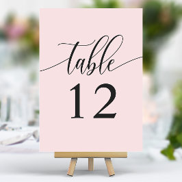 Numeração De Mesa Noiva de Caligrafia Minimalista Rosa Corado