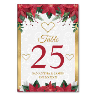 Numeração De Mesa Noiva de Natal de Inverno Poinsettia