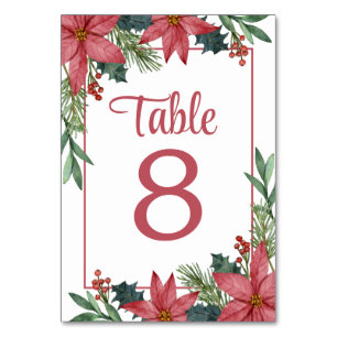 Numeração De Mesa Noiva de Natal Floral Vermelha da Poinsettia