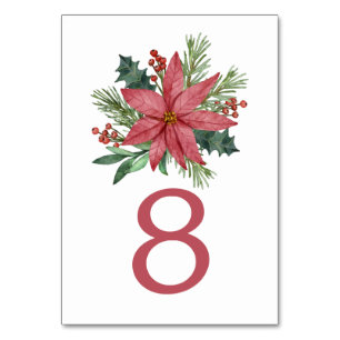 Numeração De Mesa Noiva de Natal Floral Vermelha da Poinsettia
