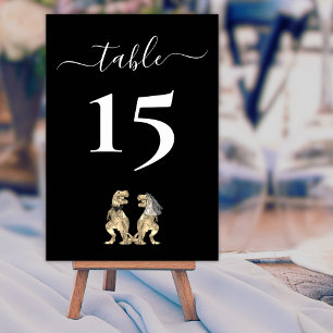 Numeração De Mesa Noiva e Noivo Dinossauros Casamento Preto e Branco