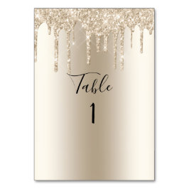 Numeração De Mesa Noiva Elegante Chique com Brilho de Champanhe