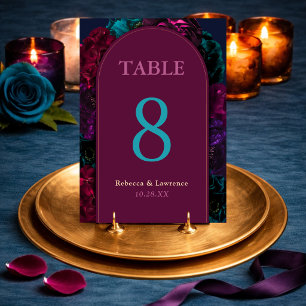 Numeração De Mesa Noiva floral em tons de joia