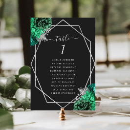 Numeração De Mesa Noiva Floral Esmeralda Verde Prata Geométrico Pret