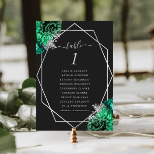 Numeração De Mesa Noiva Floral Esmeralda Verde Prata Geométrico Pret