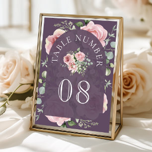 Numeração De Mesa Noiva Floral Rosa Eucalipto Roxo Pó Casamento