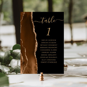 Numeração De Mesa Noiva Marrom Mocha Ágata Dourada Preto Casamento