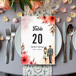 Numeração De Mesa Noiva Romântica E Casamento Floral De Groom Waterc