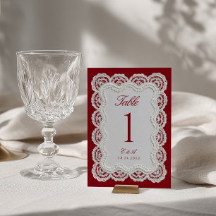 Numeração De Mesa Noiva Vermelha Renda Casamento Dinheiro Antigo