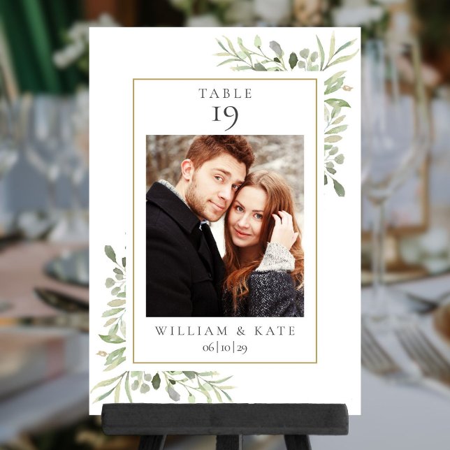 Numeração De Mesa Nome da Foto Greenery Data Casamento (Greenery Photo Name Date Wedding Table Number)