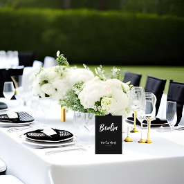 Numeração De Mesa Nome da Mesa Personalizada de Casamento Preto e Br