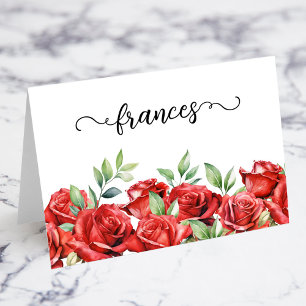 Numeração De Mesa Nome do Script do Watercolor Rosa vermelha - Placa