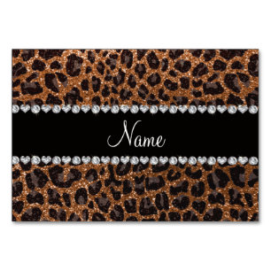 Numeração De Mesa Nome personalizado dourado queimado impressão leop
