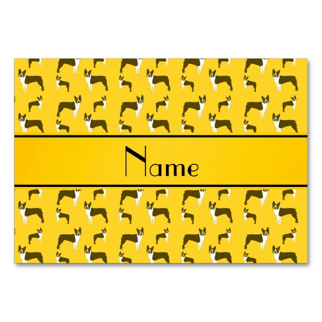 Numeração De Mesa Nome personalizado yellow boston terrier (Frente)