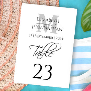 Numeração De Mesa Nome Simples da Cinza Minimalista Nome do Monogram