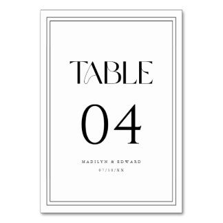 Numeração De Mesa Nomes de Casamento Minimalistas em Preto e Branco 