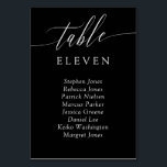 Numeração De Mesa Nomes de Convidado do Número de Tabela de Caligraf<br><div class="desc">Cartões de mesa elegantes em preto e branco com um delicado roteiro de caligrafia. Adicione os nomes dos seus convidados de casamento!</div>