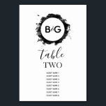 Numeração De Mesa Nomes de Convidados de Casamento Branco Negro Simp<br><div class="desc">Esta design apresenta uma elegante mas simples disposição das iniciais personalizadas da noiva e do noivo. As iniciais dos casais estão cercadas com um anel de aquarela preto. Este design preto e branco é simples, mas elegante em todos os sentidos. Essa combinação simples de cores cria um estilo sofisticado, moderno...</div>