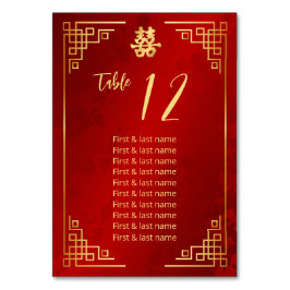 Numeração De Mesa Nomes de Convidados de Casamento Chinês