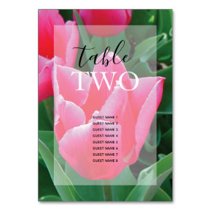 Numeração De Mesa Nomes de Convidados de Casamento de Tulipas Rosa E