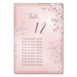 Numeração De Mesa Nomes dos Convidados para Casamento em Rosa Poeire