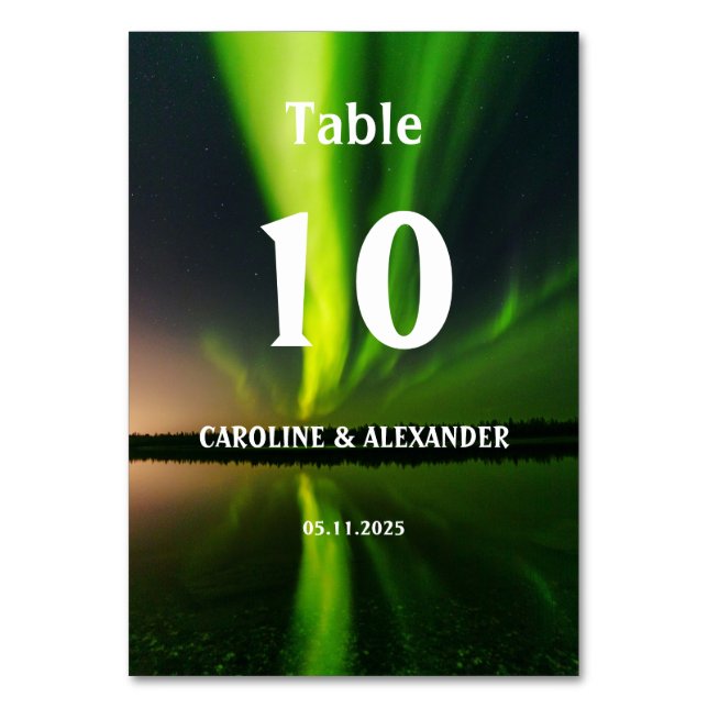 Numeração De Mesa Norte Lights Aurora Borealis Night Sky Weding (Frente)
