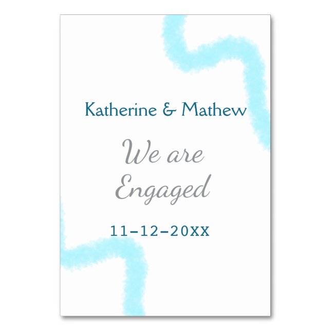 Numeração De Mesa Nós estamos envolvidos aquarela espiral azul cinza (Frente)