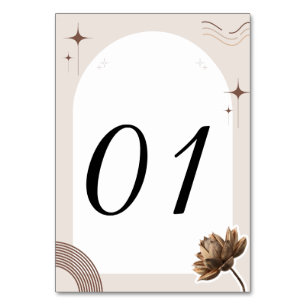 Numeração De Mesa Notas de Boho Minimalistas Brown Personalizáveis