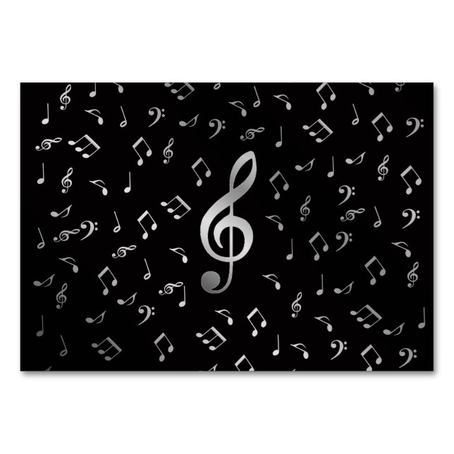 Numeração De Mesa notas musicais prateadas (Verso)