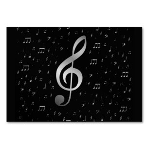 Numeração De Mesa notas musicais prateadas