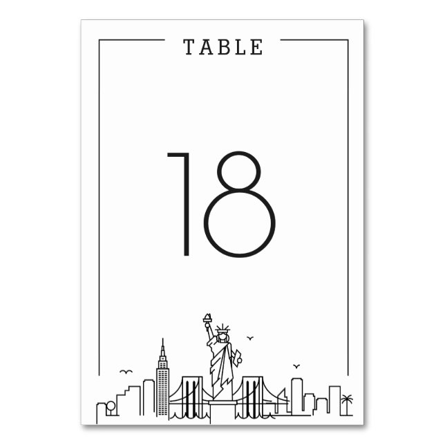 Numeração De Mesa Nova Iorque Wedding | Número da Tabela (Frente)