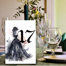 Numb da mesa do casamento negro floral com aquarel