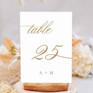 Numeração De Mesa Número 25 de Casamento Caligrafia Romântica Dourad