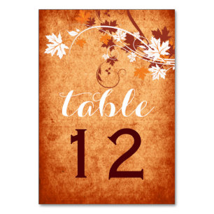 Numeração De Mesa Número alaranjado da mesa do casamento outono das